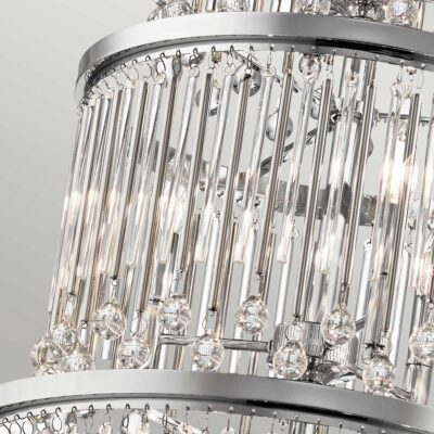 Hartswell Oval Tiered Crystal Chandelier Polished Chrome — detail view