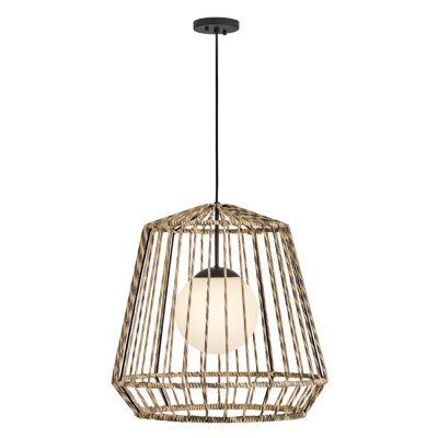 Hartswood Hamptons Outdoor Pendant Black & Rattan