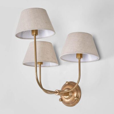 Hatherleigh Victorian Three Arm Brass Wall Light