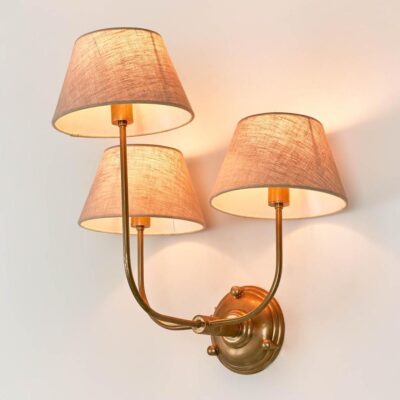 Hatherleigh Victorian Three Arm Brass Wall Light
