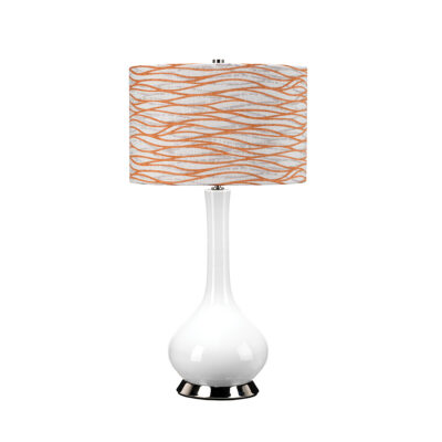 Havelock Contemporary Table Lamp White Ceramic and Polished Nickel