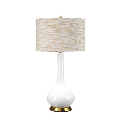 Havelock Hamptons Gourd Table Lamp White and Aged Brass