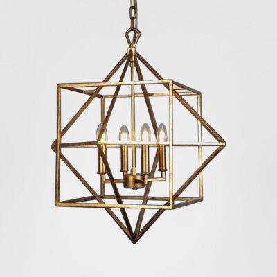 Havensea Geometric Cage Ceiling Pendant Antique Gold