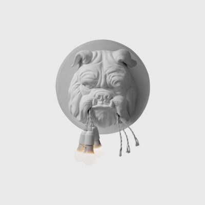 Havering Novelty Bulldog Ceramic Wall Light Matte White