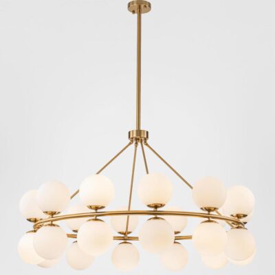 Heathbourne Hamptons Sputnik Chandelier Antique Brass And Opal Glass