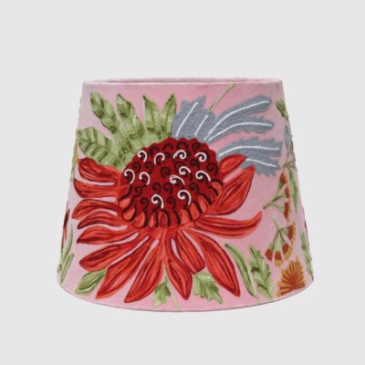 Heathcote Embroidered Floral Velvet Lamp Shade Pink