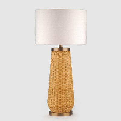 Henfield Hamptons Woven Rattan Table Lamp with Linen Shade