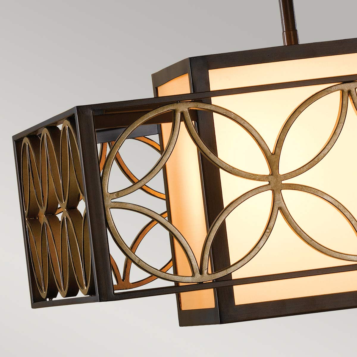 Heritage Parisienne French Provincial Box Chandelier in Bronze and Gold Heritage Parisienne French Provincial Box Chandelier in Bronze and Gold — detail view