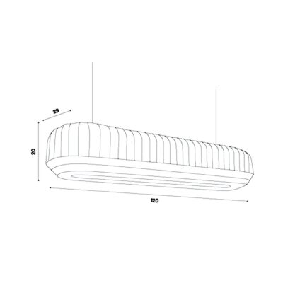 Heritage Row Contemporary Ribbed Fabric Linear Pendant Light Off-White