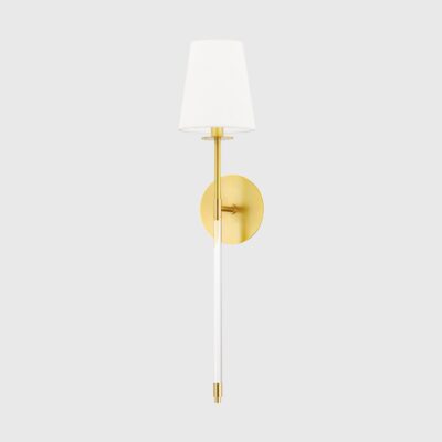 Highfalls Aged Brass Wall Light With Clear Stem