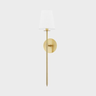 Highfalls Wall Light Aged Brass with Linen Shade