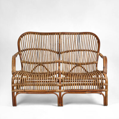 Highgrove French Provincial Rattan Two Seater Armchair Antique Brown