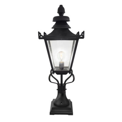Highmoor Peak Traditional Outdoor Pedestal Lantern Black