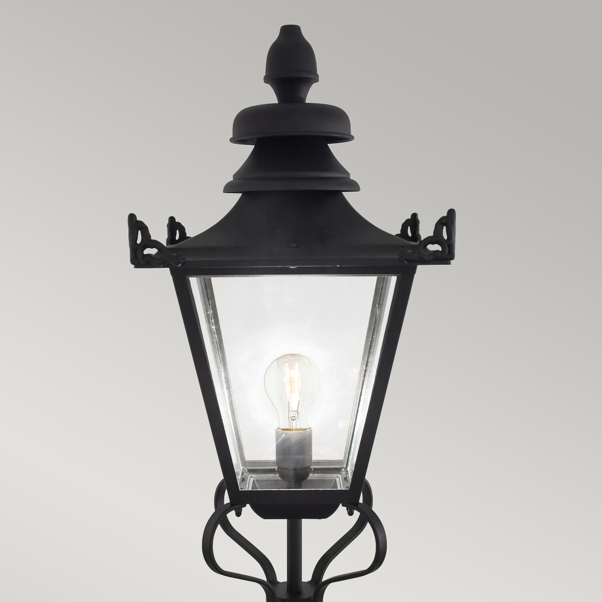 Highmoor Peak Traditional Outdoor Pedestal Lantern Black Highmoor Peak Traditional Outdoor Pedestal Lantern Black β detail view