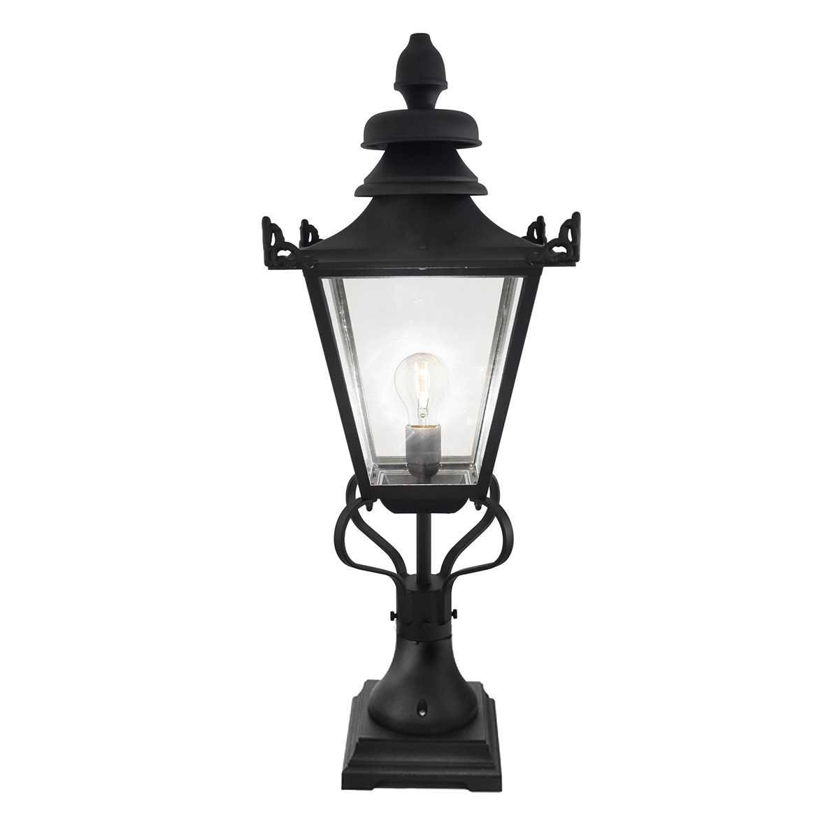 Highmoor Peak Traditional Outdoor Pedestal Lantern Black