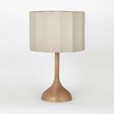 Hightower Hamptons Table Lamp Natural Timber With Scalloped Linen Shade