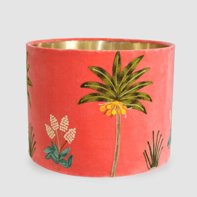 Hinterland Palm Tree Embroidered Drum Lamp Shade Coral