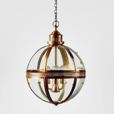 Holcombe Heritage Round Glass Globe Pendant Antique Brass