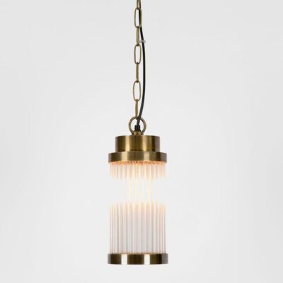 Hollingsworth Heritage Glass Rod Ceiling Pendant Antique Brass