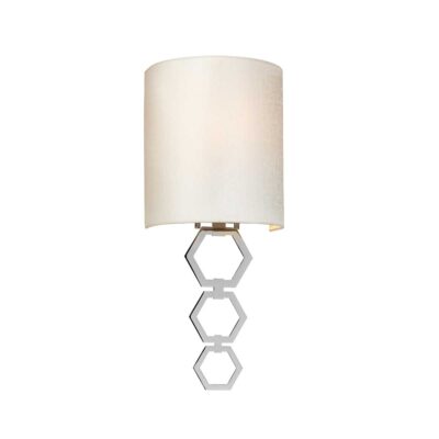 Hollis Small Wall Light Polished Chrome with Ivory Silk Shade