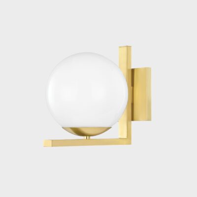 Hollow Creek Contemporary Wall Light Aged Brass Opal Glass