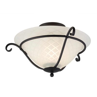 Hollowmere Flame French Provincial Ceiling Flush Black Opal Glass
