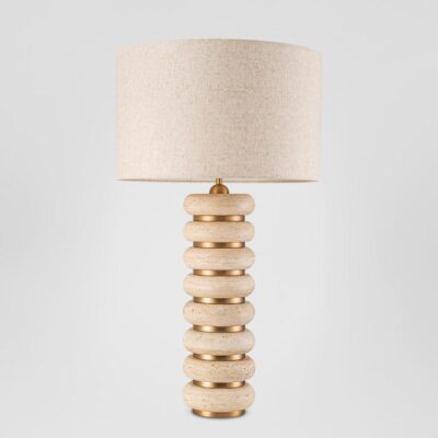 Hollycroft Hamptons Stacked Travertine Table Lamp