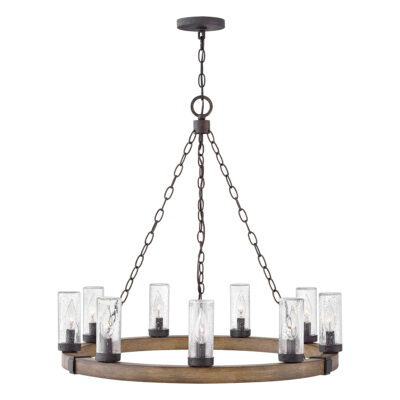Ironbark Grove Traditional Outdoor Chandelier Wood and Rust Iron