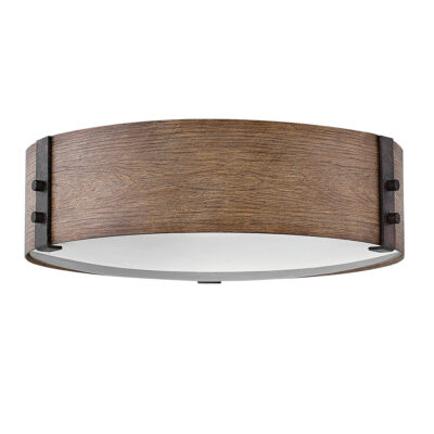 Ironbark Grove Traditional Outdoor Flush Ceiling Light Wood Effect With Iron Accents