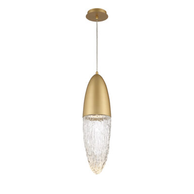 Ironbridge Contemporary Acorn Glass Pendant Brushed Gold
