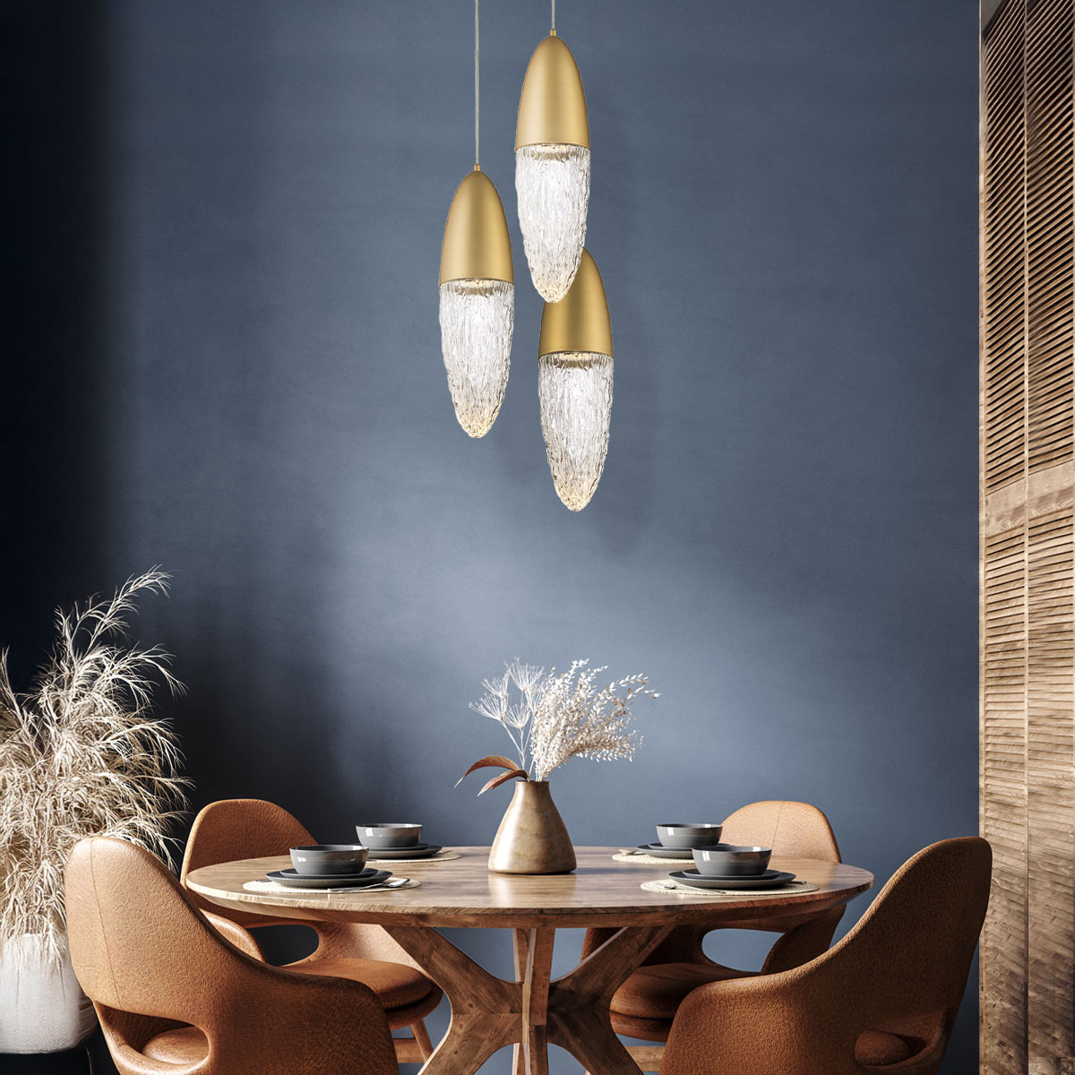 Ironbridge Contemporary Acorn Glass Pendant Brushed Gold Ironbridge Contemporary Acorn Glass Pendant Brushed Gold — in situ view