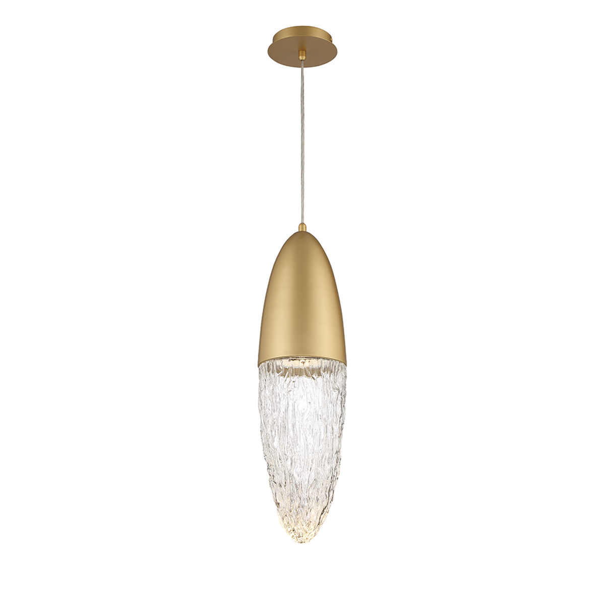 Ironbridge Contemporary Acorn Glass Pendant Brushed Gold