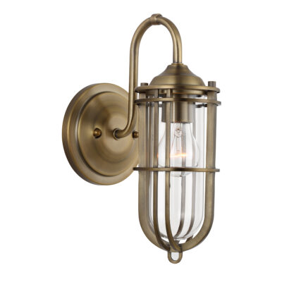 Ironbridge Reclaimed Vintage Caged Wall Light Dark Antique Brass