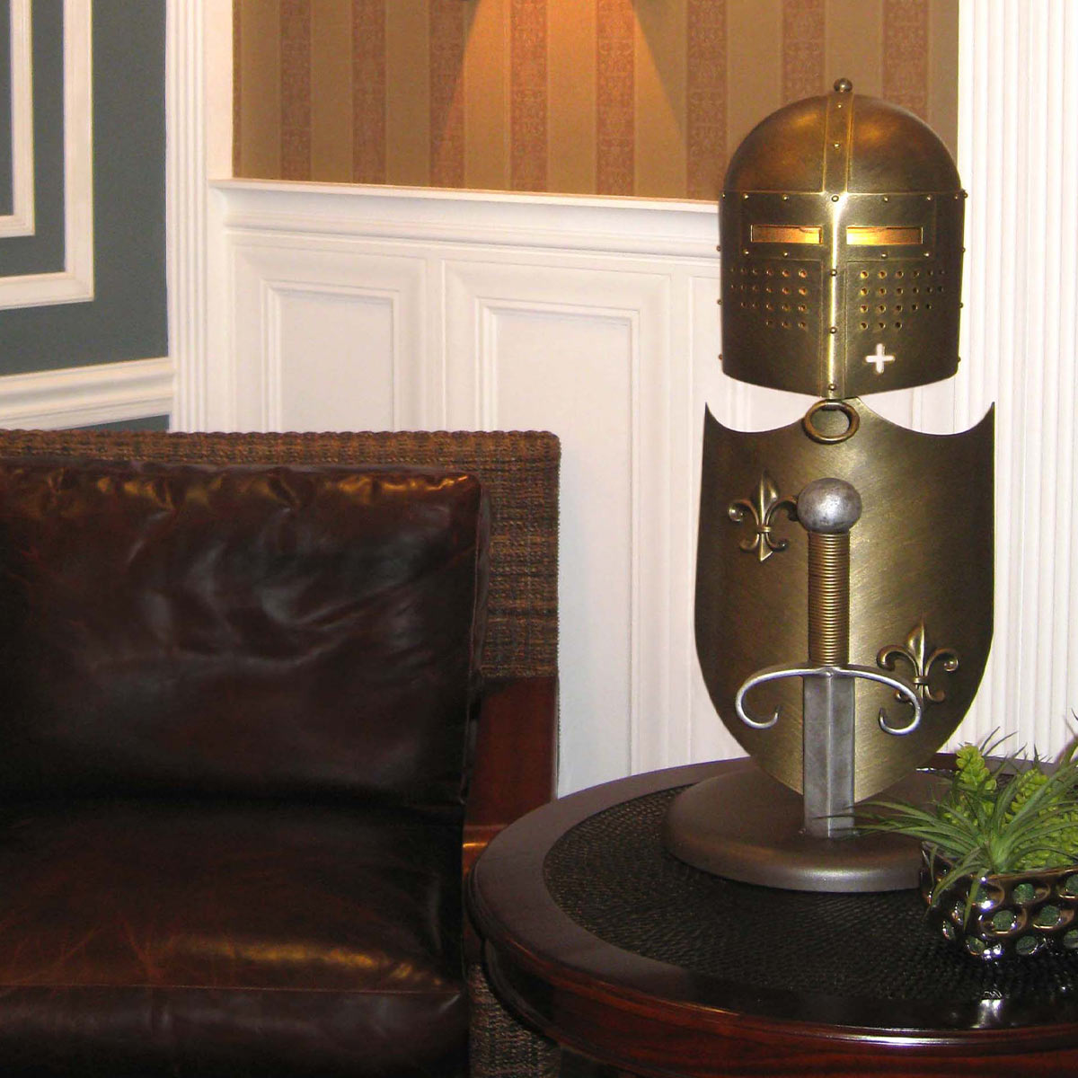 Ironclad Medieval Knight Table Lamp Burnished Bronze Ironclad Medieval Knight Table Lamp Burnished Bronze — in situ view