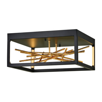 Ironmere Artistic Ceiling Flush Black & Gilded Gold