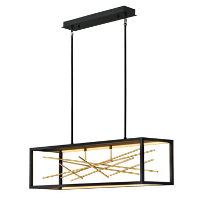 Ironmere Artistic Rectangular Chandelier Black & Gilded Gold