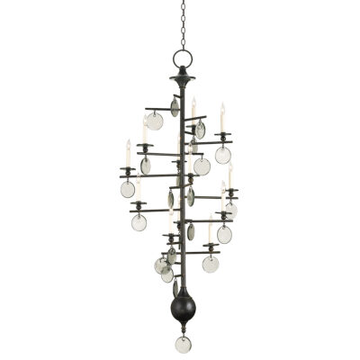 Karnak Row Artistic Long Chandelier Old Iron