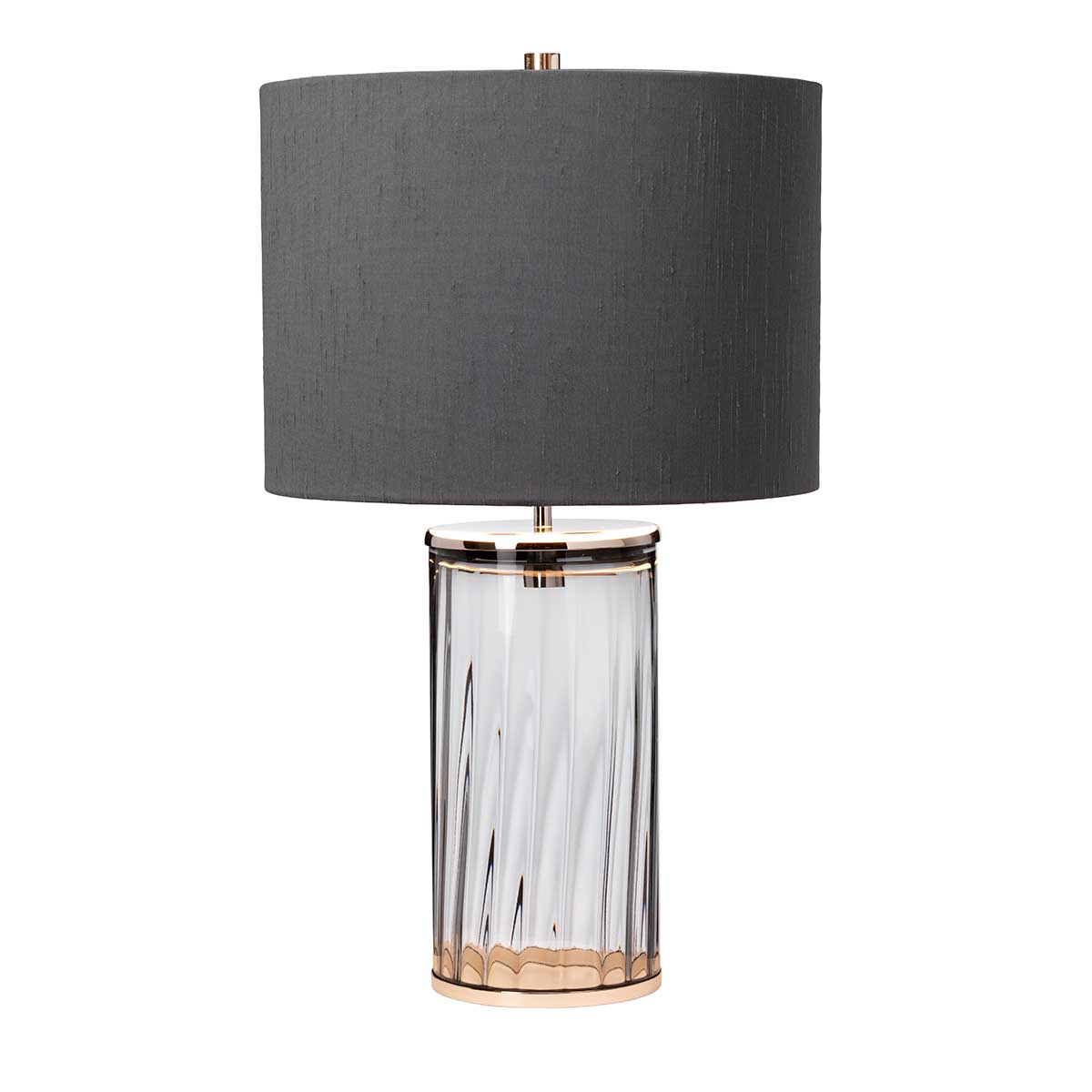 Kelbrook Row Fluted Glass Table Lamp Smoke Polished Nickel