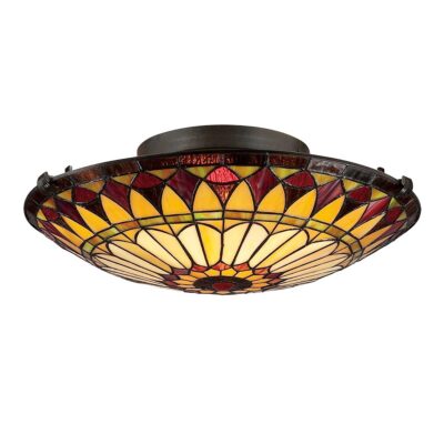 Kensal Row Tiffany Style Ceiling Flush Vintage Bronze