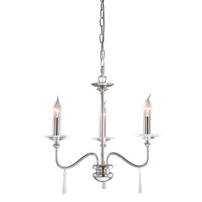 Kensworth Green French Provincial 3 Light Chandelier Polished Nickel