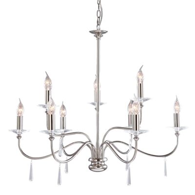 Kensworth Green French Provincial 9 Light Chandelier Polished Nickel