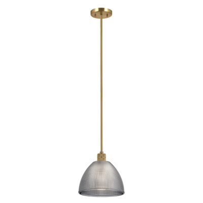 Kentbourne French Provincial Ribbed Glass Dome Pendant Brass