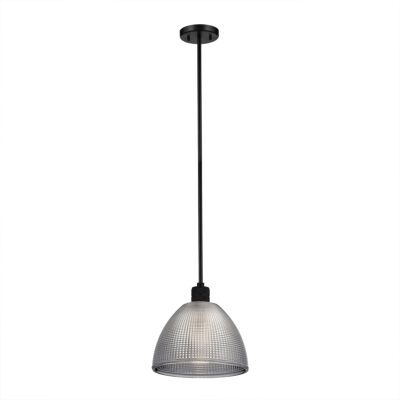 Kentbourne Ribbed Glass Dome Pendant Black