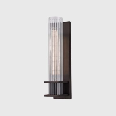 Kentbrook Contemporary Wall Light Old Bronze and Ribbed Glass