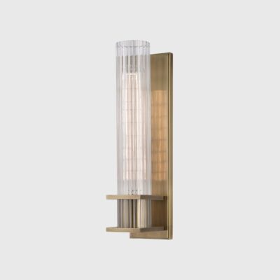 Kentbrook Fluted Glass Wall Light Aged Brass