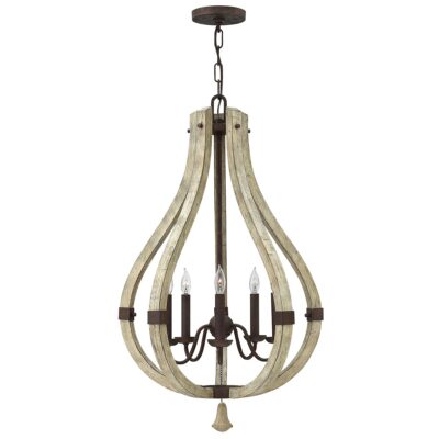 Kentmere French Provincial 5 Light Chandelier Iron Rust Wood