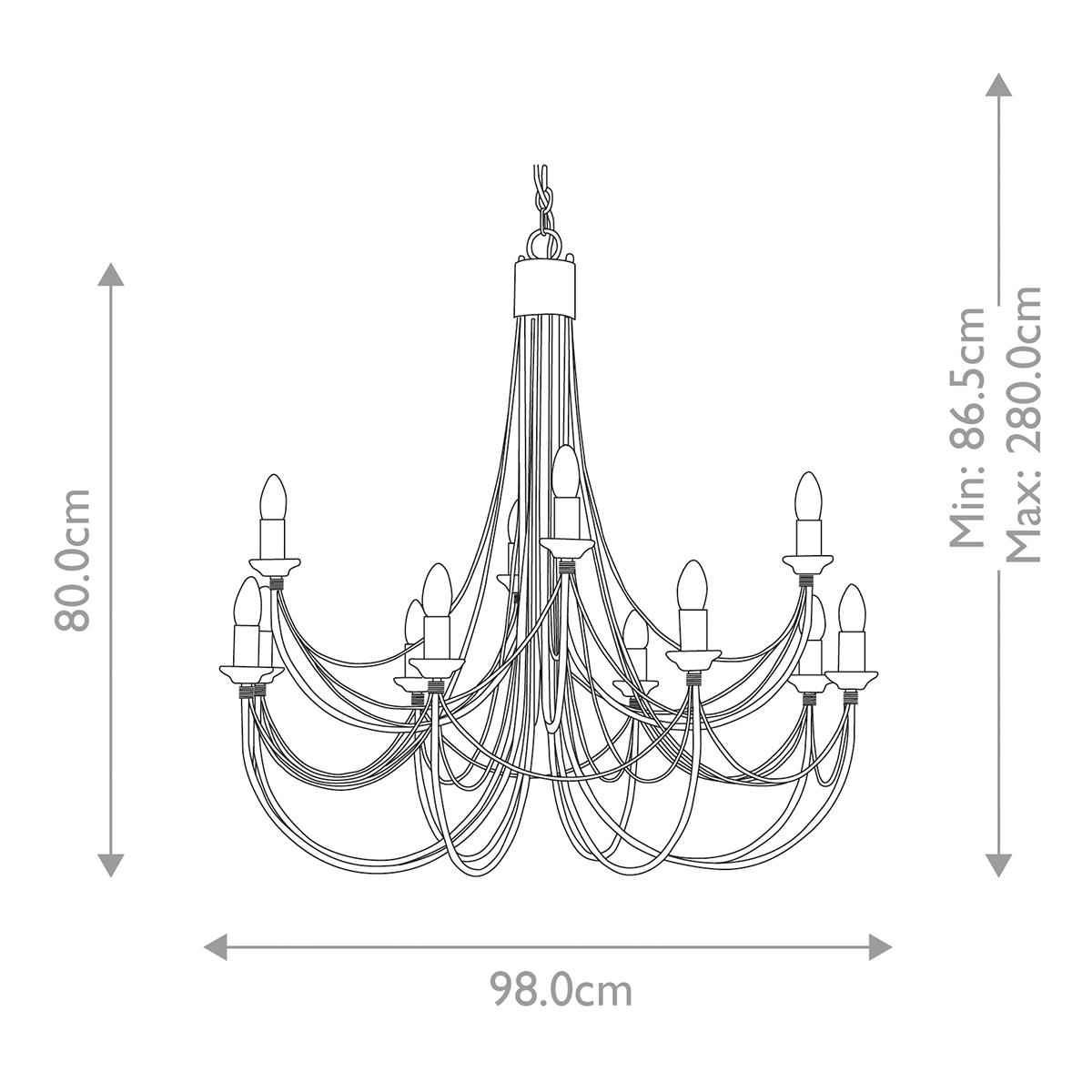 Kentridge Hall Gothic 12 Light Chandelier Black Kentridge Hall Gothic 12 Light Chandelier Black