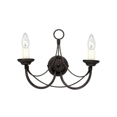 Kentridge Hall Gothic Twin Arm Wall Light Black