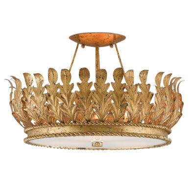 Kentwell Manor Hamptons Gold Leaf Crown Ceiling Semi-Flush Light