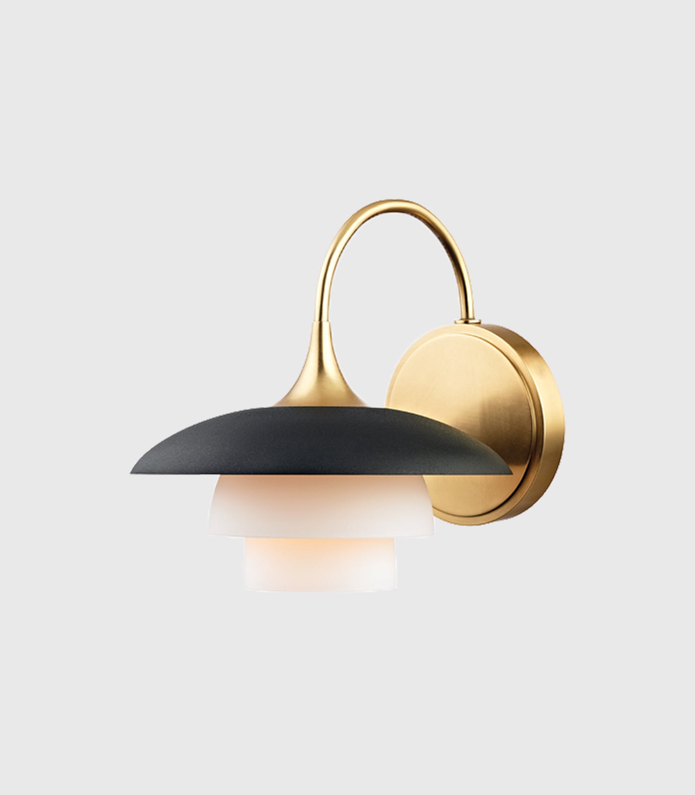 Kettleford Contemporary Tiered Wall Light Aged Brass and Black